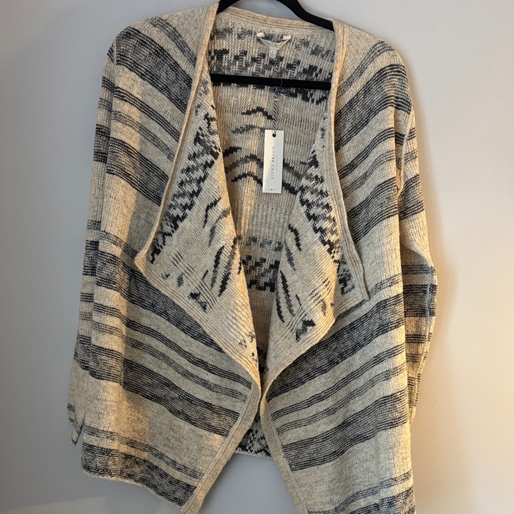 Lucky Brand Waterfall Open Front Cardigan Large NWT
